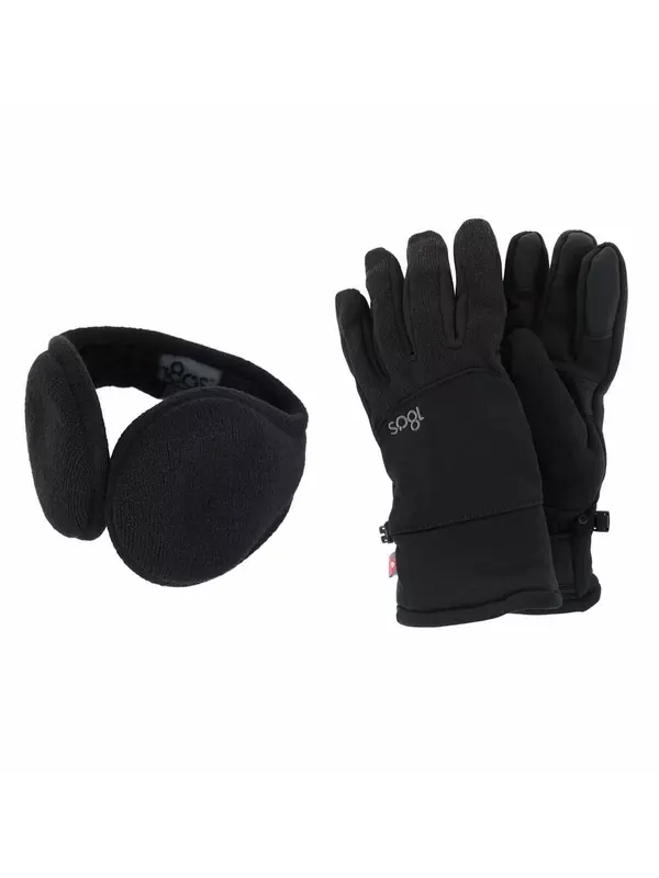 Мужские зимние перчатки для сенсорного экрана на все пальцы и комплект утеплителей для ушей 180s, черный