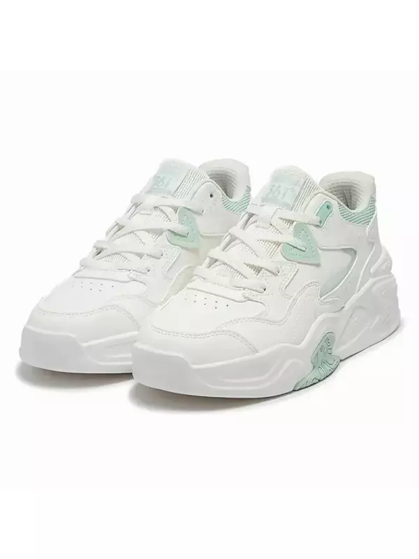 Кеды, скейтборд обувь женская низкая белый/зеленый 361°