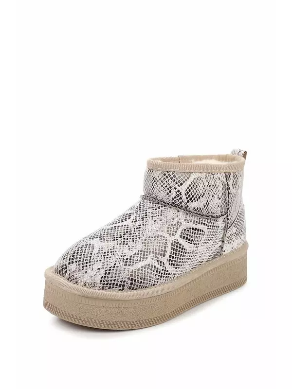 Угги кожаные с змеиным принтом Abricot