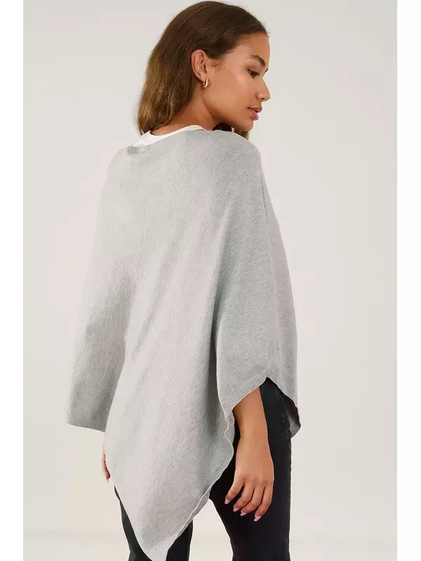 Серое вязаное пончо Accessorize, серый