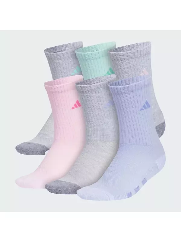 Шесть пар спортивных носков с мягкой подкладкой для детей Adidas, цвет Multicolor/Medium Grey Heather/Semi Flash Green