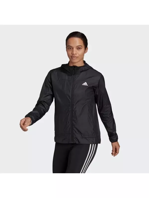 Женская ветровка Adidas для бега с логотипом, черный/белый
