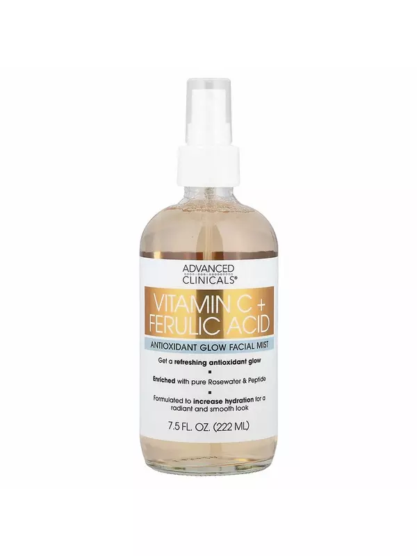 Advanced Clinicals, Витамин C и феруловая кислота, спрей для лица с антиоксидантным эффектом, 222 мл (7,5 жидк. Унции)