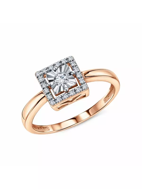 Золотое кольцо с бриллиантами природными