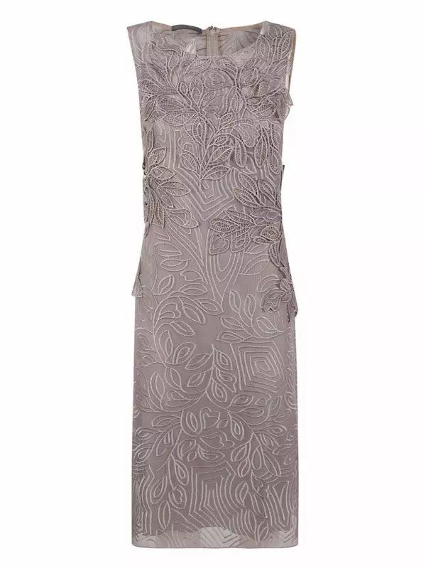 Платье миди с вышивкой Alberta Ferretti, нейтральный