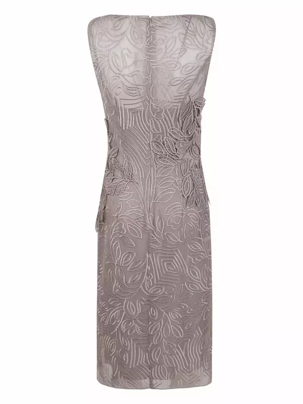 Платье миди с вышивкой Alberta Ferretti, нейтральный