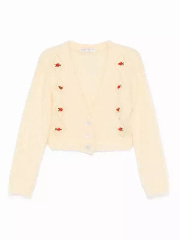 Укороченный кардиган с V-образным вырезом Alessandra Rich, желтый