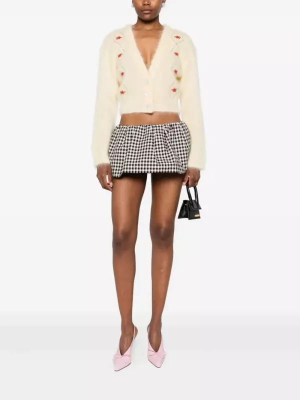 Укороченный кардиган с V-образным вырезом Alessandra Rich, желтый