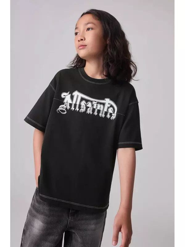 Футболка оверсайз с графическим рисунком для мальчика Smallsaints, черный
