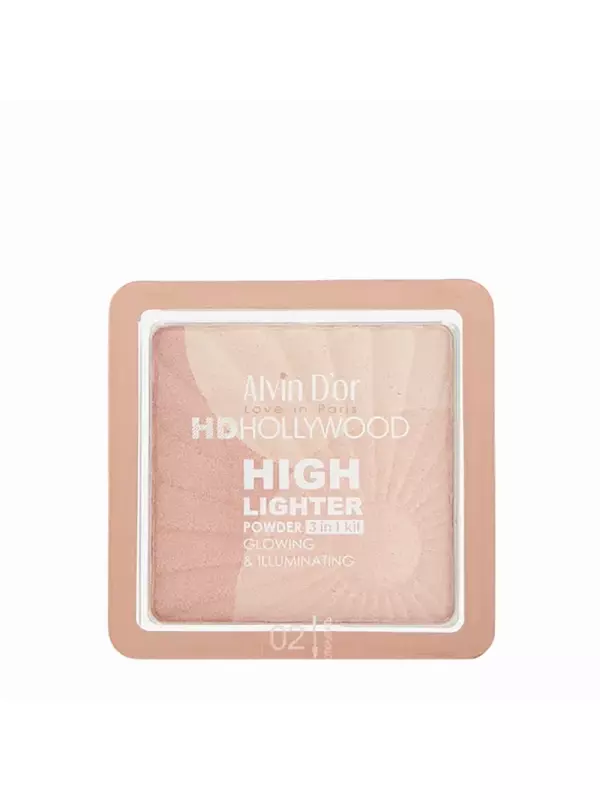 ALVIN D'OR Хайлайтер пудровый 3в1, тон 02 нежный розовый / Glow Illuminating Hd Hollywood 9,6 гр