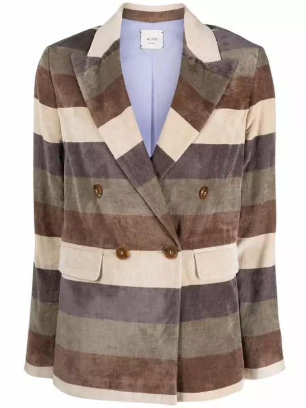 Двубортный блейзер в полоску Alysi, нейтральный цвет