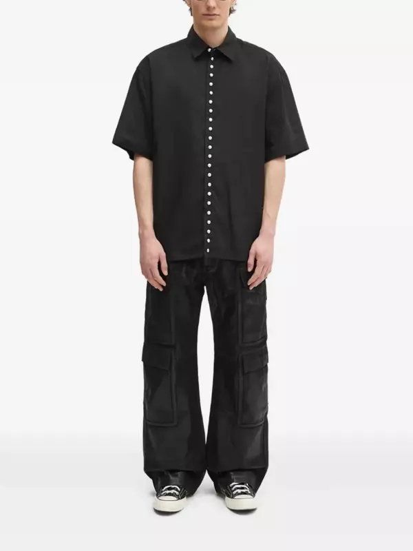 Рубашка AMBUSH с короткими рукавами, украшенная жемчугом, черный