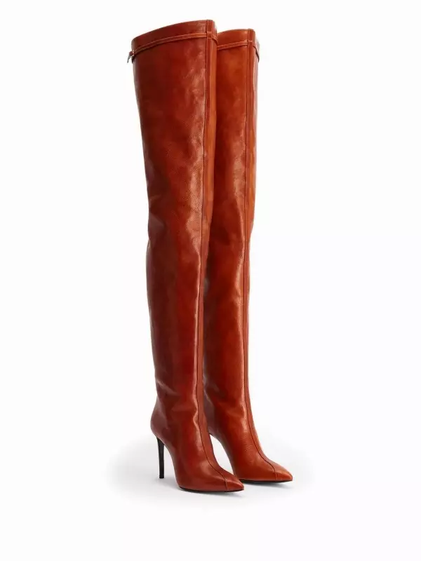 Кожаные ботфорты AMI Paris, коричневый