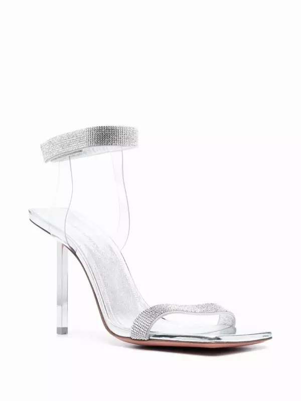 Босоножки Rih 95 с кристаллами Amina Muaddi, серебяный