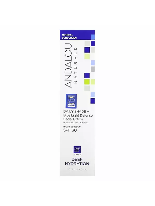 Andalou Naturals, Deep Hydration, Daily Shade + лосьон для лица для защиты от синего света, SPF 30, 80 мл (2,7 жидк. Унции)