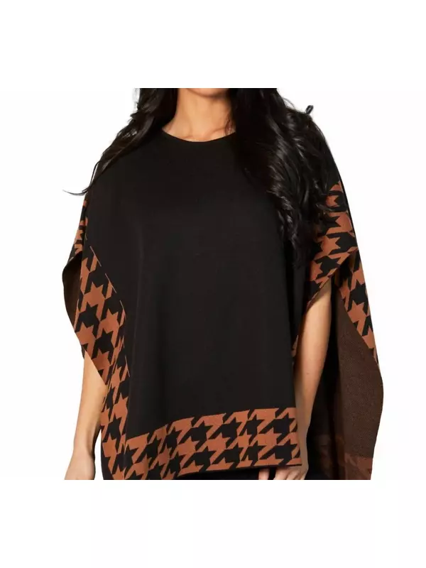 Пончо с узором «гусиная лапка» черного цвета/комбо Angel Apparel