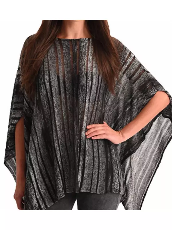 Пончо с цветным вырезом черного цвета ANGEL