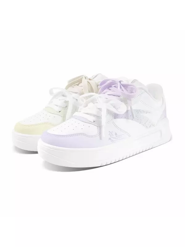 Комфортные противоскользящие амортизирующие низкие кроссовки для скейтбординга унисекс ANTA, Purple Yellow Mismatched