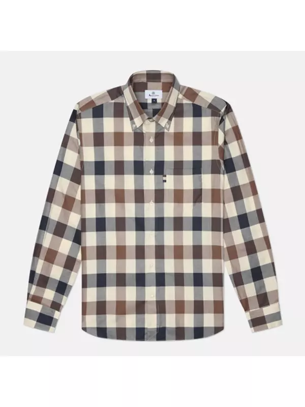 Мужская рубашка Aquascutum Active Macro Check, цвет бежевый, размер XXXL