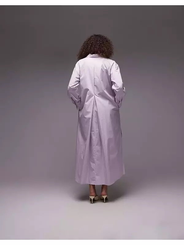 Платье-рубашка макси ARKET с разрезами по бокам сиреневого цвета