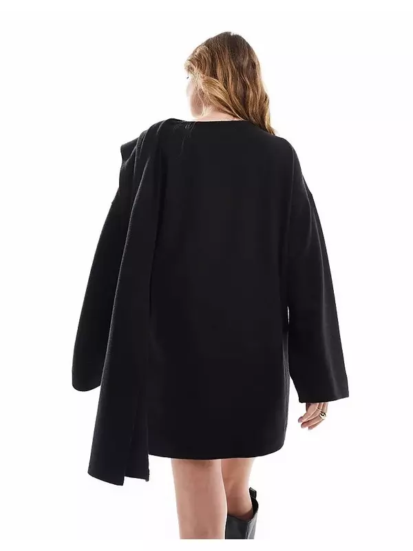 Супермягкое мини-платье с шарфом-оберткой черного цвета ASOS DESIGN