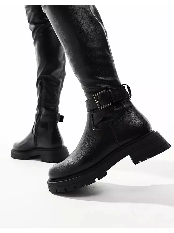 Женские сапоги-ботфорты ASOS DESIGN Kirby с пряжкой, черный