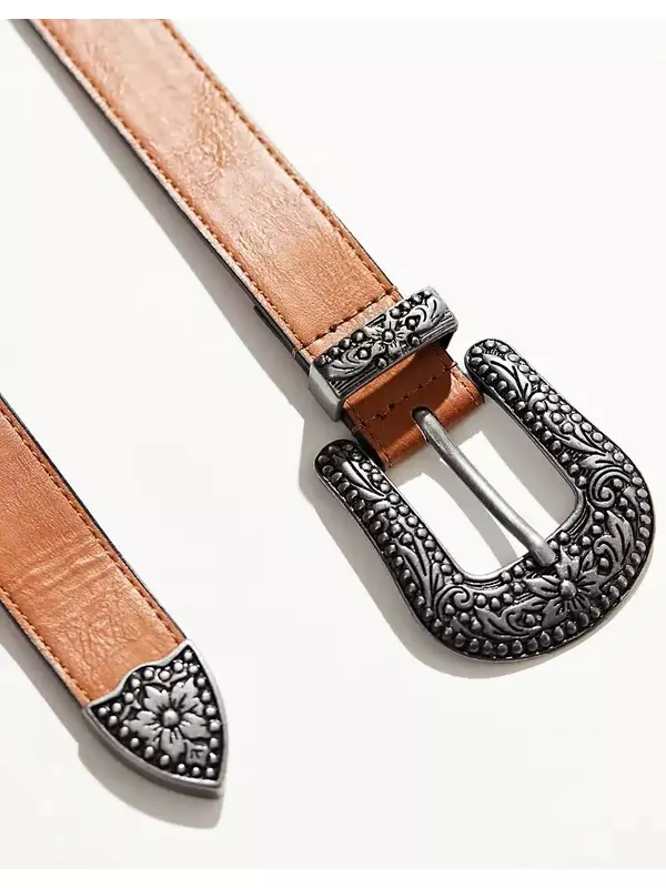 Цветочный пояс в стиле вестерн в коричневом цвете ASOS DESIGN