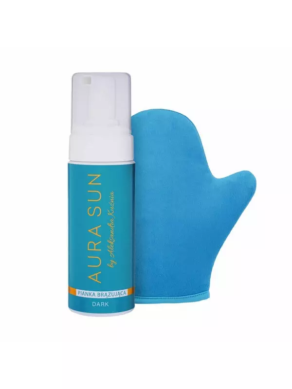 Набор: темный мусс-автозагар для тела, 150 мл + перчатка, 1 шт. Aura Sun Dark