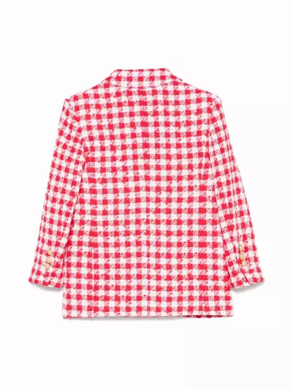 Пиджак в клетку гингем Balmain Kids, белый