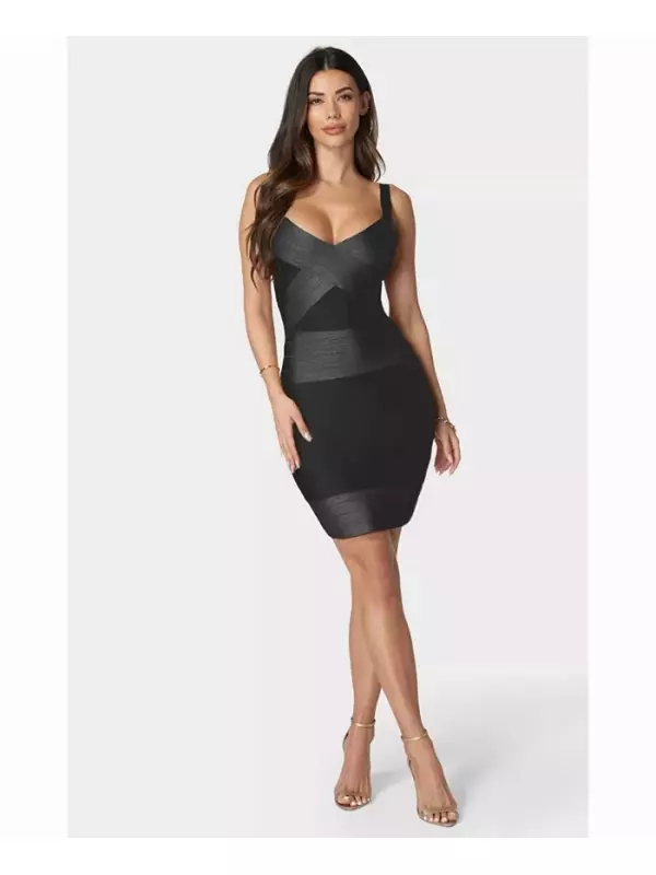 Женское платье с цветными блоками Bandage Dress Bebe, черный