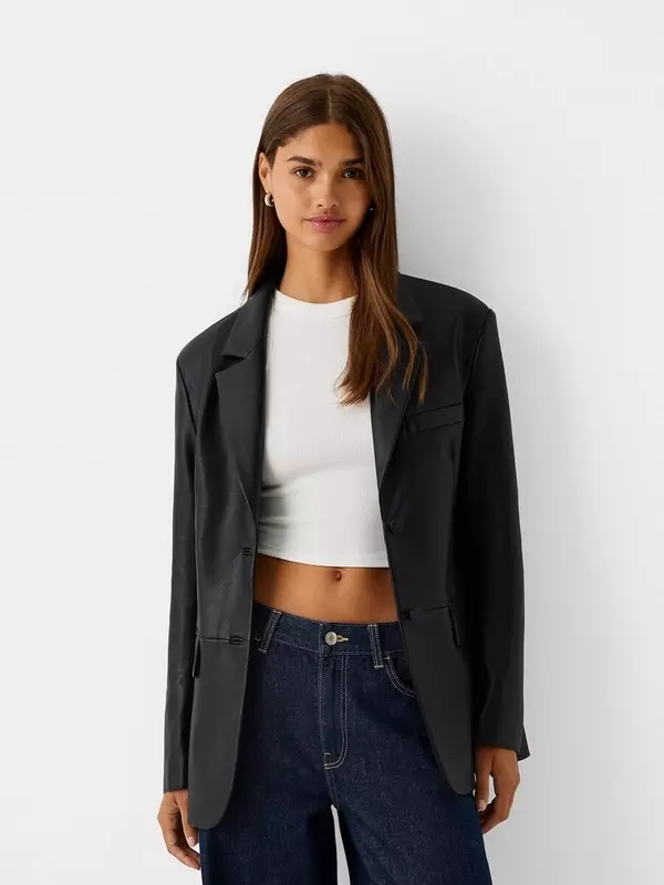 Классический блейзер Bershka Blazer, черный