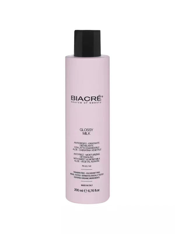 Увлажняющее молочко для волос против вьющихся волос, предотвращает пушение, 200 мл Biacré Glossy milk