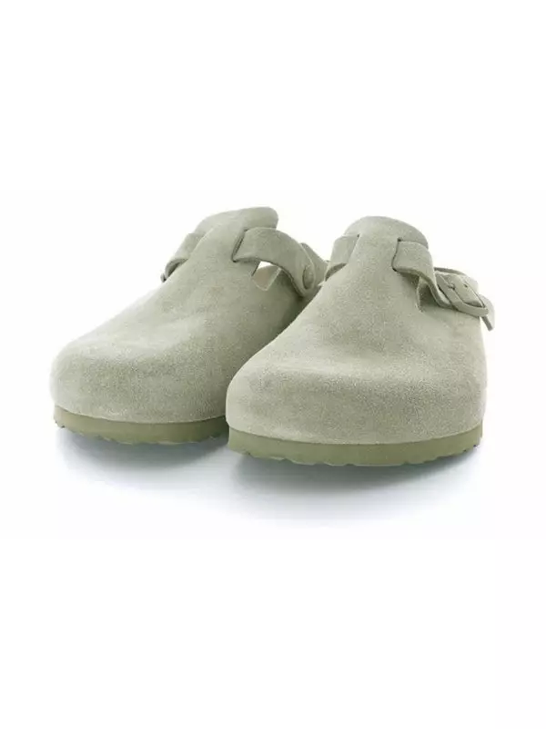Тапочки boston soft footbed suede leather sandals 'faded khaki' Birkenstock, зеленый