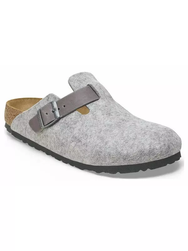 Тапочки boston natural leather/felt 'light grey' Birkenstock, серый
