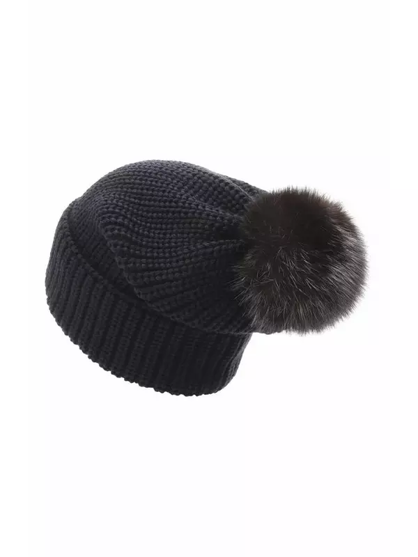 Шерстяная шапка с отделкой из соболя Black Sable