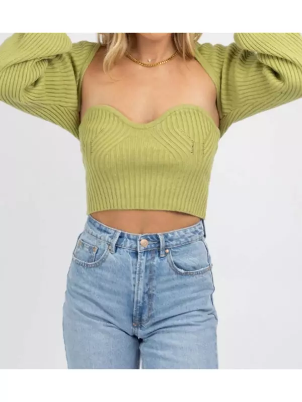 Комплект из топа-трубы и свитера-болеро в цвете киви Blue Blush, цвет kiwi