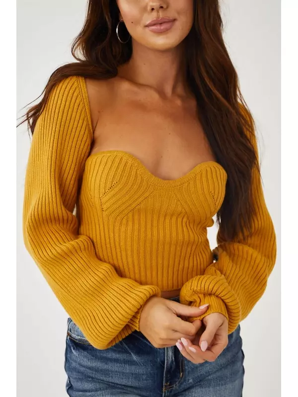 Комплект из топа-трубы и свитера-болеро в цвете «календула» Blue Blush, цвет marigold