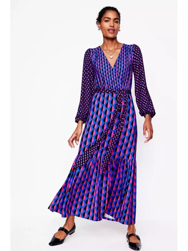 Платье халат миди Ophelia из джерси Boden, фиолетовый