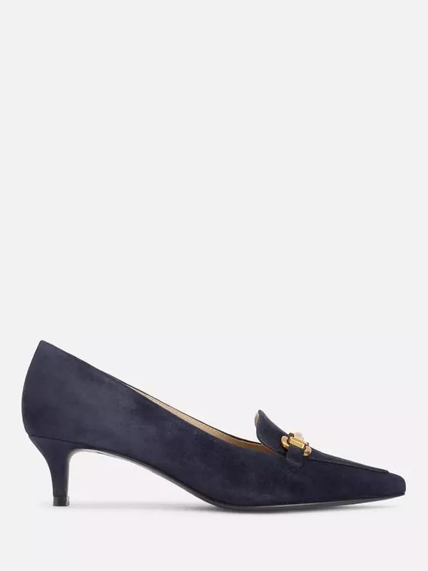 Iris Suede Loafers на низком каблуке kitten heel Boden, Navy