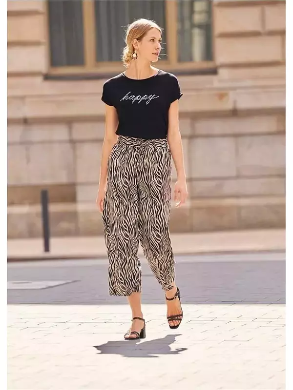 Кюлоты с принтом из экологически чистой вискозы Bodyflirt, черный