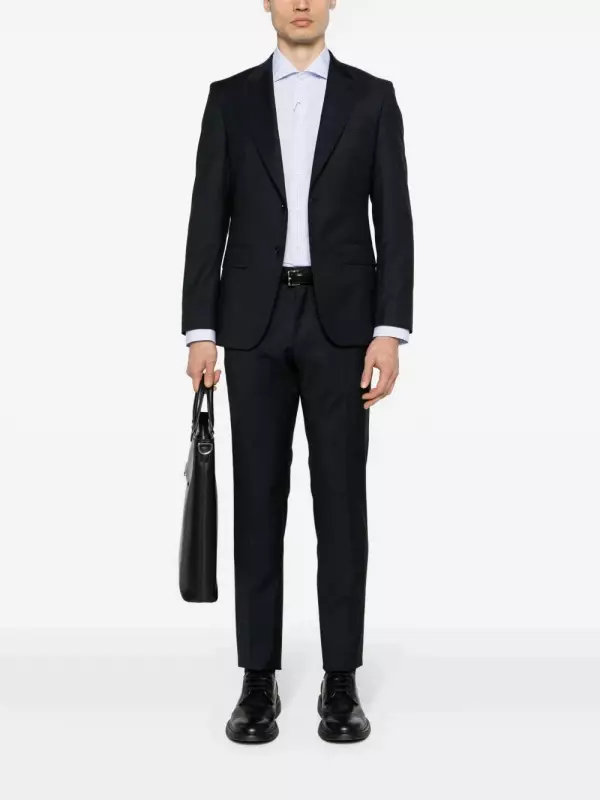 Костюм из вирджинской шерсти с однобортным пиджаком BOSS, синий
