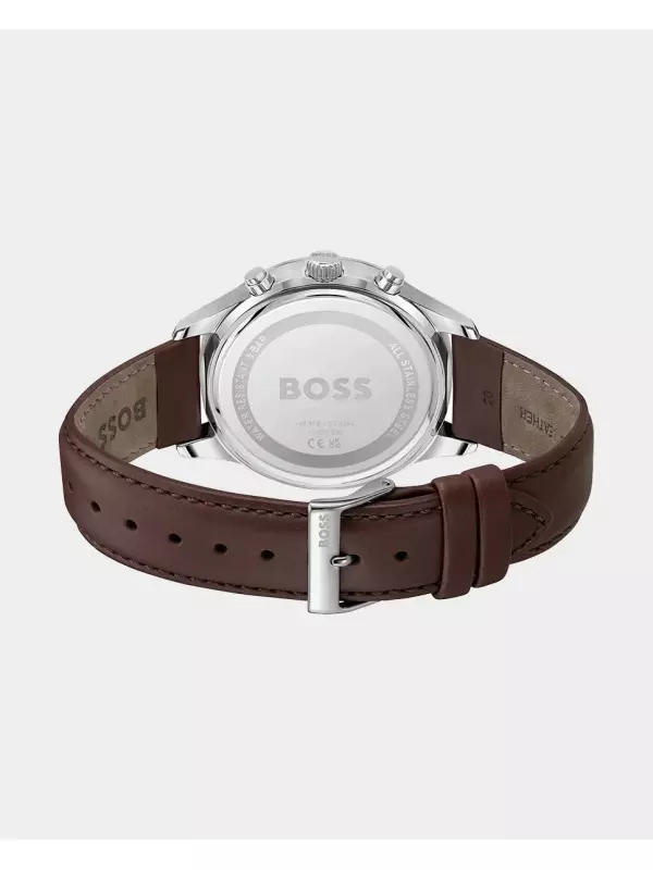 Мужские часы Avery 1514155 коричневые кожаные с хронографом Boss, коричневый