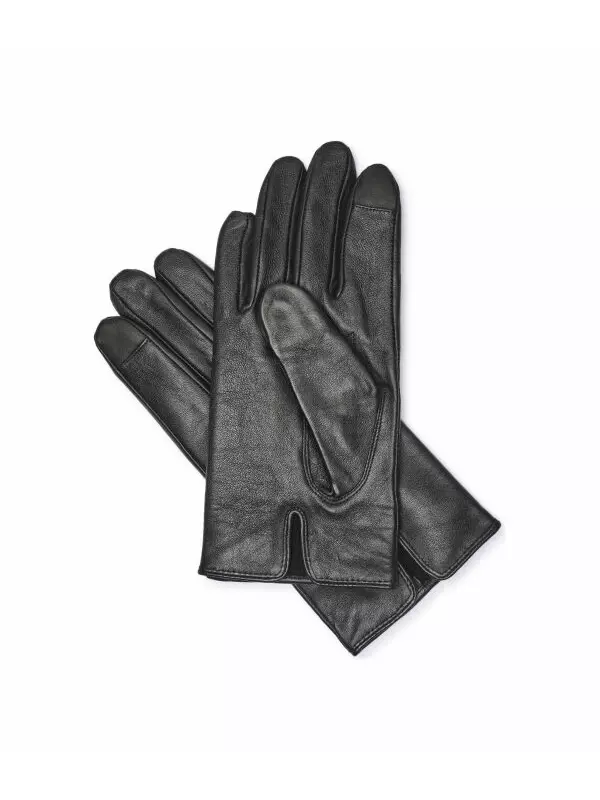 Перчатки мужские Boss кожаные, черный