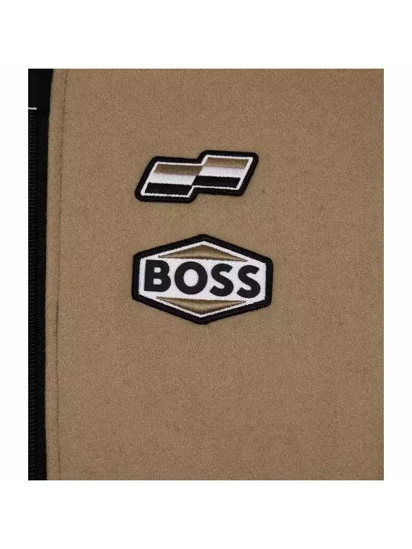 Бомбер классического кроя с добавлением шерсти Boss, коричневый