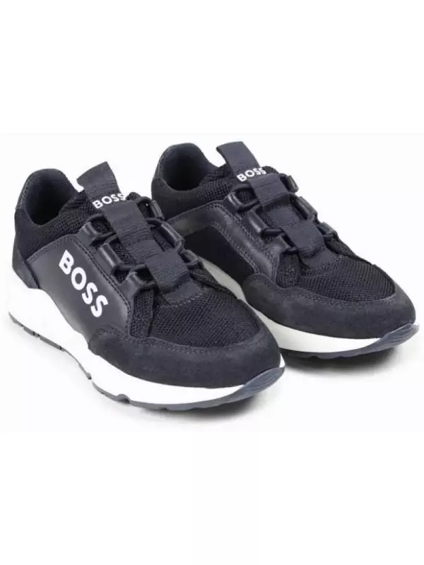 BOSS Kidswear слипоны с логотипом, синий