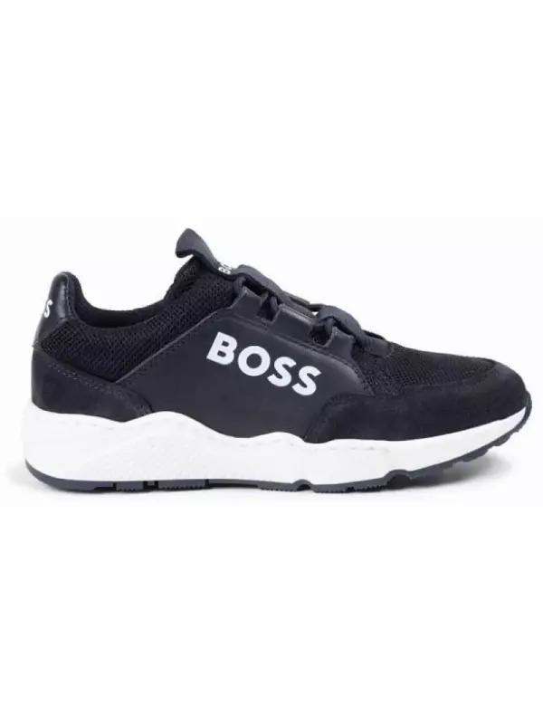 BOSS Kidswear слипоны с логотипом, синий