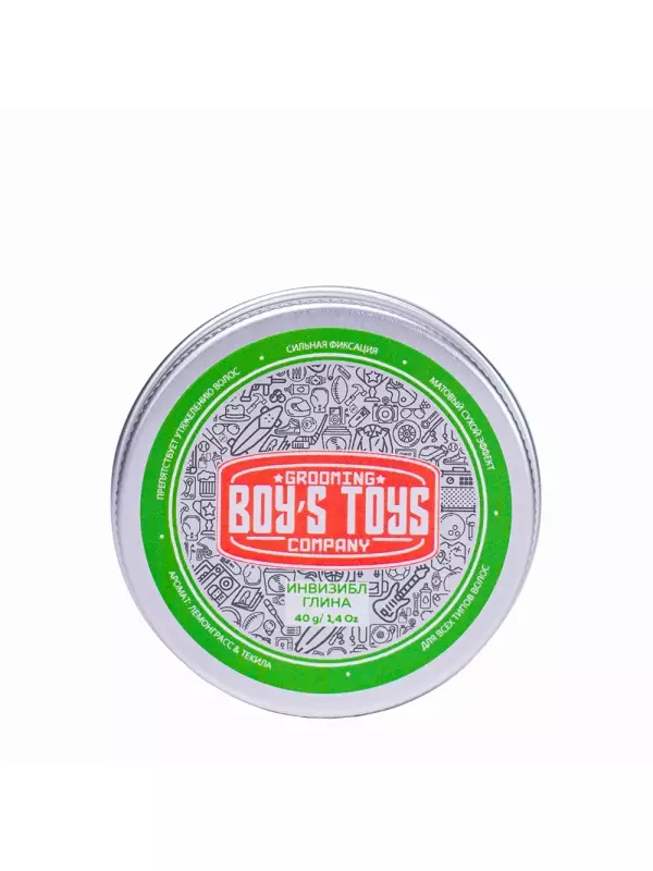 BOY'S TOYS Глина для укладки волос средней фиксации с низким уровнем блеска Инвизибл / Boy's Toys 40 мл