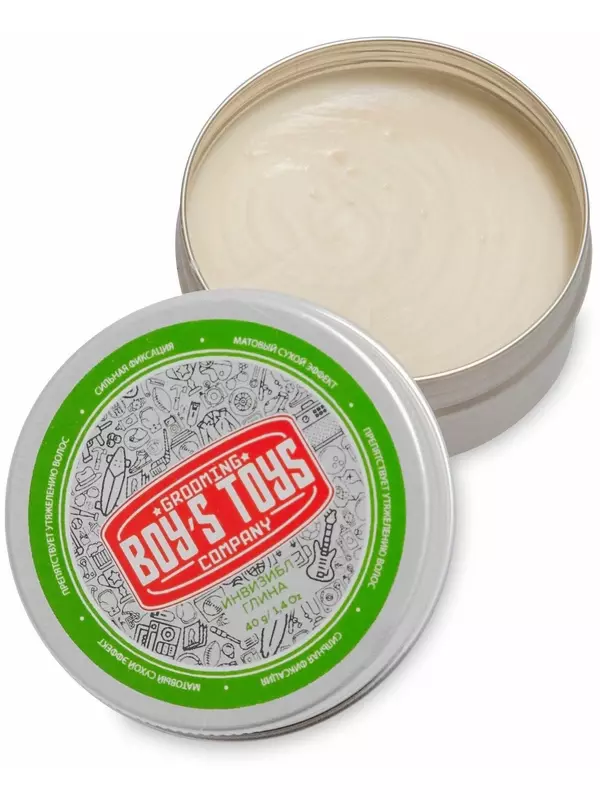 Глина для укладки волос средней фиксации с низким уровнем блеска Boy's Toys Инвизибл,40 мл