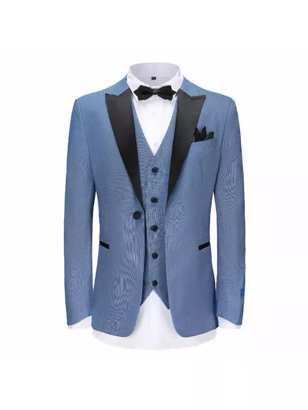 Мужской комплект смокинга с лацканами Birdseye из 3 предметов Braveman, цвет Slate Blue