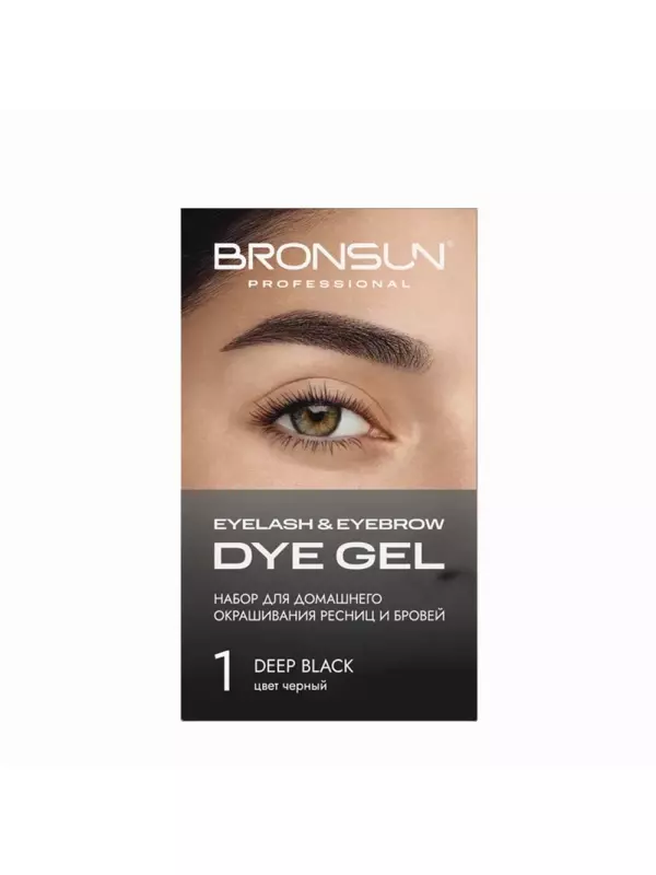 BRONSUN Набор для домашнего окрашивания, черный #1 / Eyelash And Eyebrow Dye Gel 35 гр
